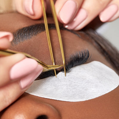 Russian volume lashes being applied